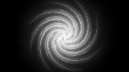 Monochrome abstract spiral fractal, swirling motion, hypnotic illusion concept