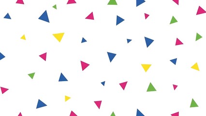 Vibrant confetti background featuring colorful triangles scattered on white surface