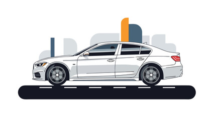 Car and truck driving on the road vector illustration