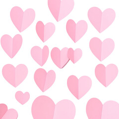 Pink hearts float gently against a dark, romantic background pattern