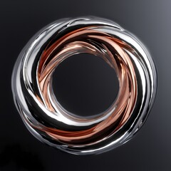 Metallic Ring of Twisted Silver and Copper Texture 