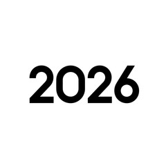 Bold modern typography proclaims the coming year 2026, a clean graphic for future planning and event announcements.