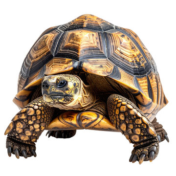 Detailed turtle with patterned shell on a dark background