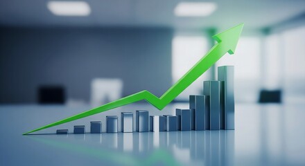 Business graph with arrow on top