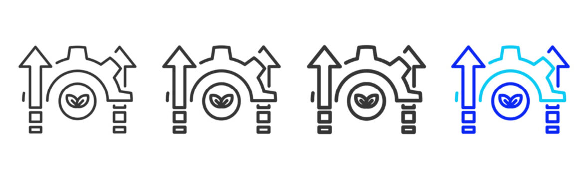 Growth System icon set collection in creative outline style for business featuring varied thickness variations suitable for pro branding visual use and integrity desig