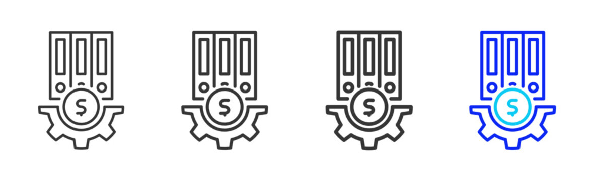 Finance Protocol icon set collection in creative outline style for business featuring varied thickness variations suitable for pro branding visual use and integrity desig