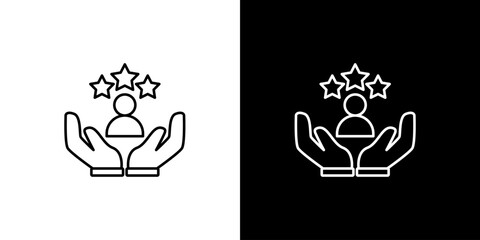 Vector outline icon symbolizing exceptional customer service, user satisfaction, and premium client care, highlighting top-tier support and loyalty through star ratings