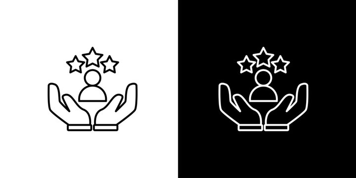 Vector outline icon symbolizing exceptional customer service, user satisfaction, and premium client care, highlighting top-tier support and loyalty through star ratings