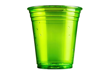 Vibrant green plastic cup on isolated product photography minimalist style