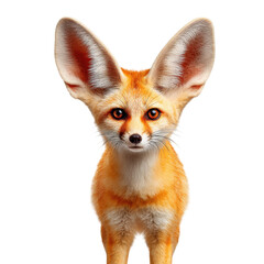 Fennec fox alert in isolated wildlife photography animal portraits