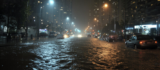 car flood in city street