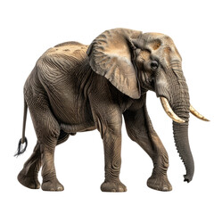 Fototapeta premium Majestic Elephant walking. Tanned skin. Two tusks present. Big ears