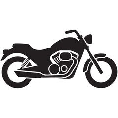 Fototapeta premium Black Silhouette of a Motorcycle on a White Background