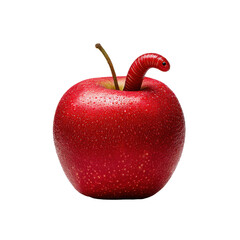 Worm burrowing into a red apple isolated macro photography nature close-up curiosity