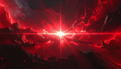 Handdoek met foto Bordeaux Crimson landscape with bright central star, dramatic atmosphere  © Dara
