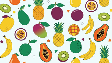 Vibrant Assortment of Tropical Fruits - A Colorful and Refreshing Display.