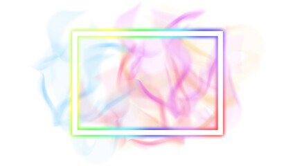 Fototapeta premium Colorful Glowing light square shaped border with colorful smokes in the back isolated on a transparent background 