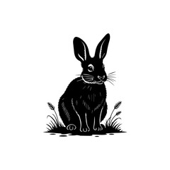 Elegant Black Rabbit Icon Sophisticated Design for Print and Digital Media