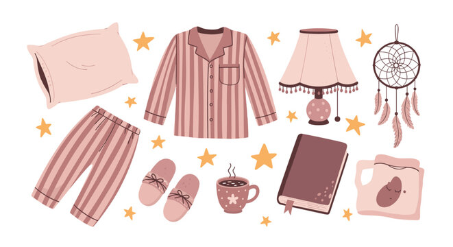 Cozy sleepwear and accessories for a restful night in, perfect for bedtime stories and relaxing mornings