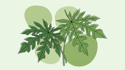 Green Papaya Leaves with Abstract Shapes.