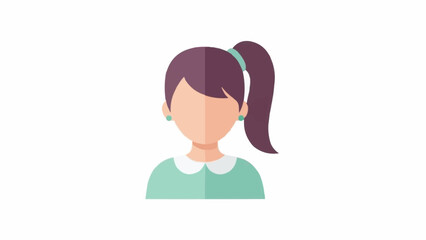 Flat vector illustration of a female avatar icon with a ponytail.