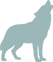 Howling Wolf Silhouette – Isolated on Transparent Background Wild Animal Vector Illustration