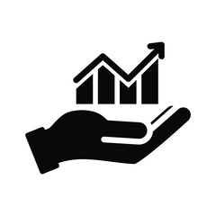 hand icon with simple bar chart
