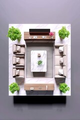 Modern Living Room Furnishings Overhead View