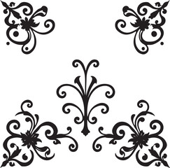 Floral frame vector silhouette