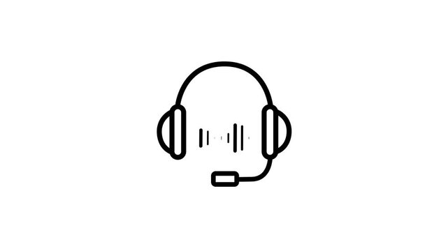 Animated Headphone Icon | Seamless Music & Sound Wave Loop Motion Graphic. 4k Motion Video.