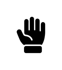 Obraz premium Simple Glyph Hand Gesture Raised Palm Isolated Black and White Icon