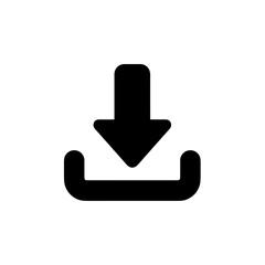 Simple Lineart Arrow Down into Box Symbol for Download or Save Icon