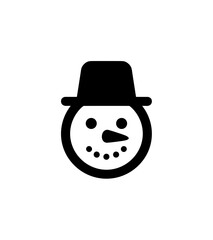 Minimalist Outline Snowman Character Face with Hat and Buttons Icon
