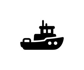 Glyph Bold Detailed Tugboat Vessel Icon for Transportation and Maritime Usage