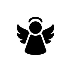 Glyph Simple Angel with Wings and Halo Shape Icon Graphic