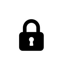 Minimalist Simple Black Lock Security Icon Flat Symbol Illustration