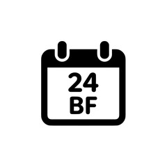 Minimalist Black Calendar with the Date 24 BF Icon Symbol