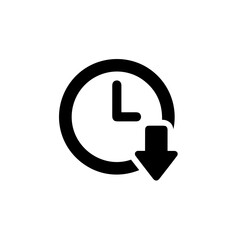 Outline Simple Time Clock with Down Arrow Icon Graphic Element