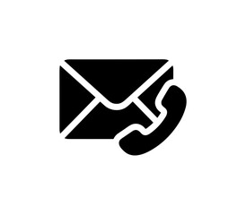 Minimalist Silhouette Email and Telephone Icon for Contact Communication Symbol
