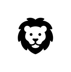 Minimalist Bold Lion Head Silhouette Icon Design Element Illustration