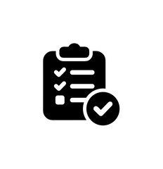 Simple Solid Checklist Tick Sign Document on Clipboard Icon