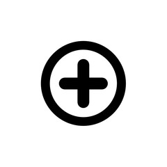 Simple Bold Plus Sign in Circle Shape Addition Symbol Icon
