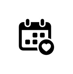 Minimalist Bold Line Calendar Heart Shape Outline Icon Design Element