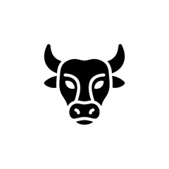 Glyph Style Detailed Bull Head Silhouette Farm Animal Illustration