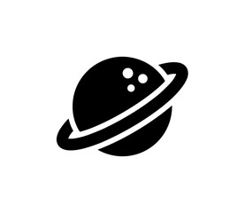 Minimalist Glyph Bowling Ball with Ring Icon in Black and White