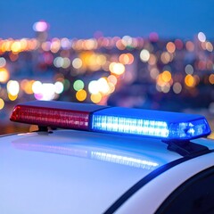 Emergency lights over city skyline