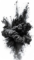 Dark ink explosion on white background