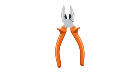 Orange handled combination pliers tool for gripping and cutting isolated on transparent background