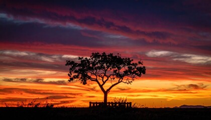 Tree silhouette against vibrant sky