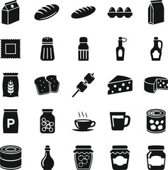 Minimal Food And Grocery Glyph Icons Set